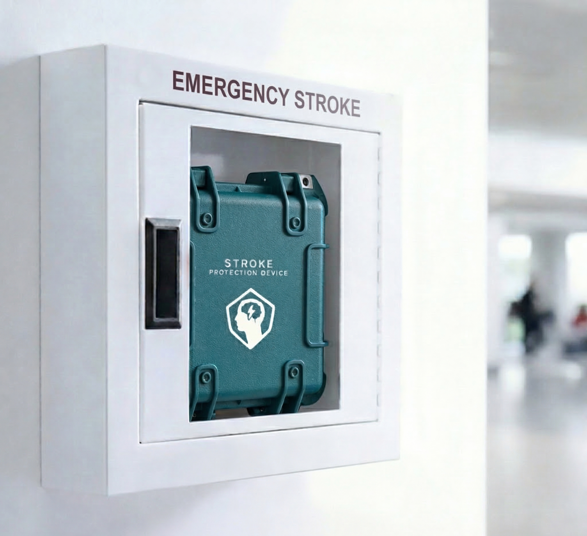 StrokeGuard in wall-mounted emergency cabinet